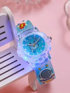 Cute Cartoon Spaceman Design Luminous Watch, Fashionable Silicone Watch for Kids, Round Dial Analog Watch for Girls & Boys, Child Watch, Birthday Gift, Stylish Watch