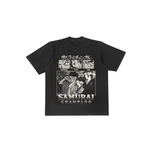 Samurai Champloo Inspired Oversized Gym Shirts, Vintage Washed Mugen Jin Fuu Anime Graphic Tee, Retro 90s Samurai Streetwear Top tiktokshopspringglowup
