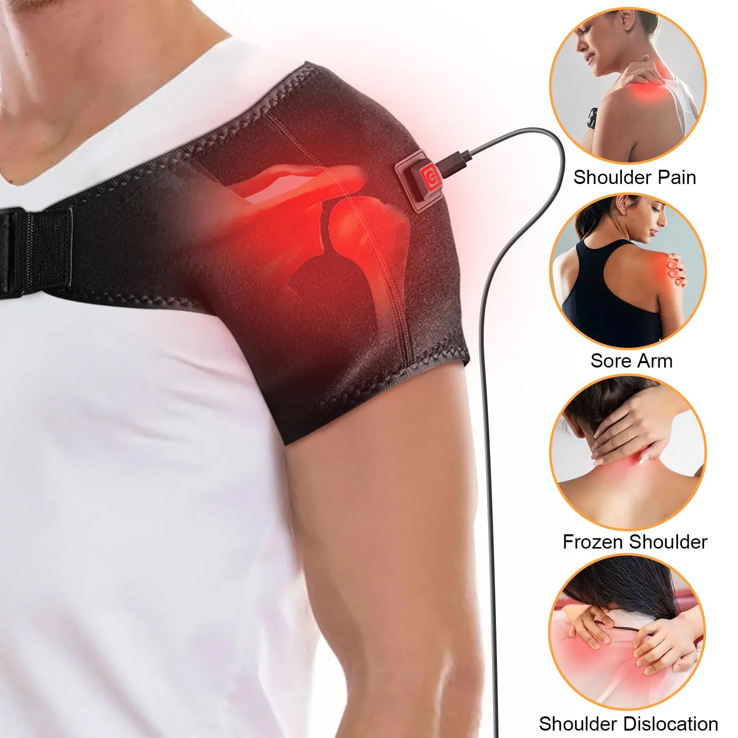 Heated Shoulder Wrap, Shoulder Heating Pads Massager for Men Women, Electric Massage Heated Shoulder Braces with 3 Heating Setting, Left Right Shoulder Massage