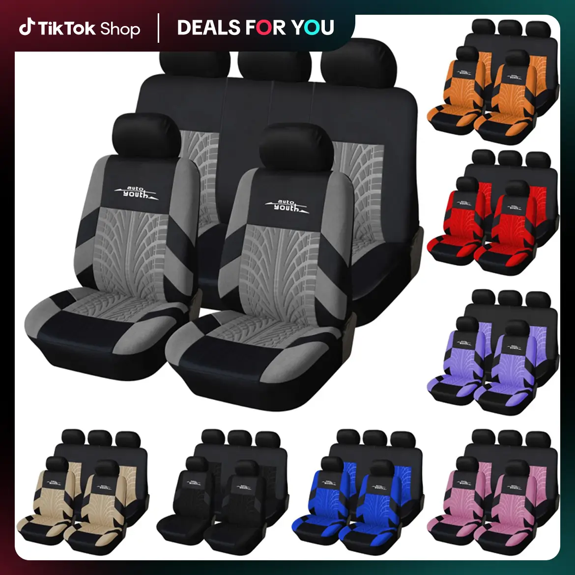 【Smart Deals for Drivers】Car Seat Covers Full Set Front Split Rear Bench For Car Universal Cloth SUV Sedan Van Automotive Interior Covers Airbag Compa
