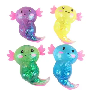 Glitter Axolotl Squishy - Cute Squeeze Toy for Anxiety Relief & Party Favors  Anxiety Relief Toy