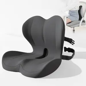 2026 New Upgraded Non-Slip Memory Foam Seat Cushion with Lumbar Support for Back Pressure Relief Office Chair Car Seat Sciatica Pad Adjustable Strap for Desk Gaming Chair