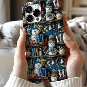 [BIG SALE] Bookish Snowman Christmas Phone Case – Cozy Faux Embroidery Design, Cute Winter Holiday , Perfect Snowman Lover Gift for Her, Festive Protective Phone Case for iPhone & Samsung, Charming Book-Inspired Style. christmas phone cases