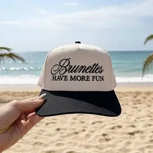 Brunettes Have More Fun Embroidered Hat, Coquette Aesthetic Hat, Vintage Adjustable Cap, Gift for Her