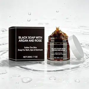 Moroccan Black Soap 200g – Argan & Rose Formula – Softens, Cleanses & Moisturizes – Traditional Hammam & Spa Soap – Removes Dead Skin – For Dry, Rough & All Skin Types