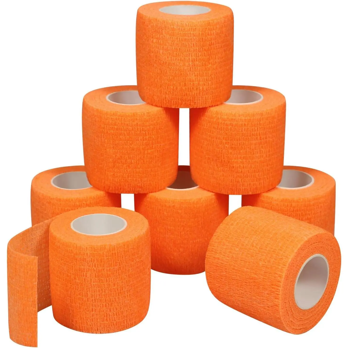 Adherent Wrap Bandages Self Adhering Cohesive Tape Elastic Athletic Sports Tape for Sports Sprain Swelling and Soreness on Wrist and Ankle 8PCS 2 in X 14.7 ft (Orange)