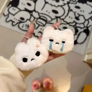 1pc Crying Rabbit Plush Toy Keychain, Cute Bunny Stuffed Animal Pendant, Car Dashboard Decor, Student Backpack Ornament, Holiday Gift, Keychain Kawaii