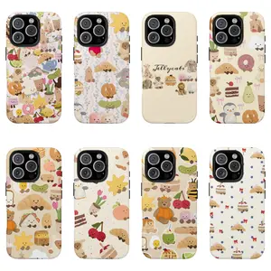 Cute Doll Phone Case – Kawaii Food Friends Phone Cover For iPhone 17 16 15 14 13 12 Mini 11 Pro Max X 8 7 Plus SE & SS Galaxy, Bakery Aesthetic – Croissant, Donut & Teddy Bear, Adorable Gift for Her Women Girls Bestie BFF