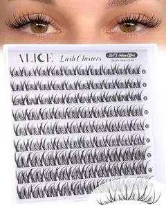 ALICE Lash Clusters Natural Wispy Eyelash Clusters 8-12mm Short Spider Cluster Eyelash Extensions DIY Lash Extensions CC-Curly Invisible Band Individual Spider Lashes