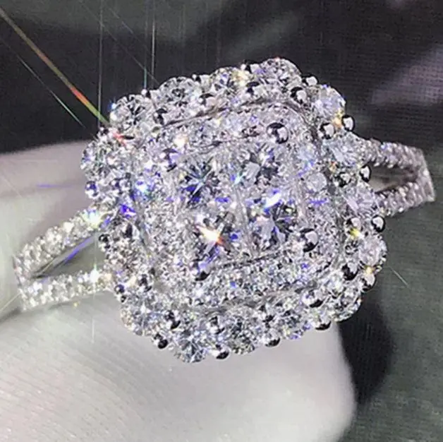 Cubic Zirconia Women's Wedding Ring, Full Cubic Zirconia Engagement Ring, Fashion Jewelry for Valentine's Day and Engagement Gifts