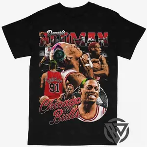 Dennis Rodman T-shirt For Men Women, For Fans Unisex Casual Streetswear Top Chicago Bulls NB4 Basketball (V2)