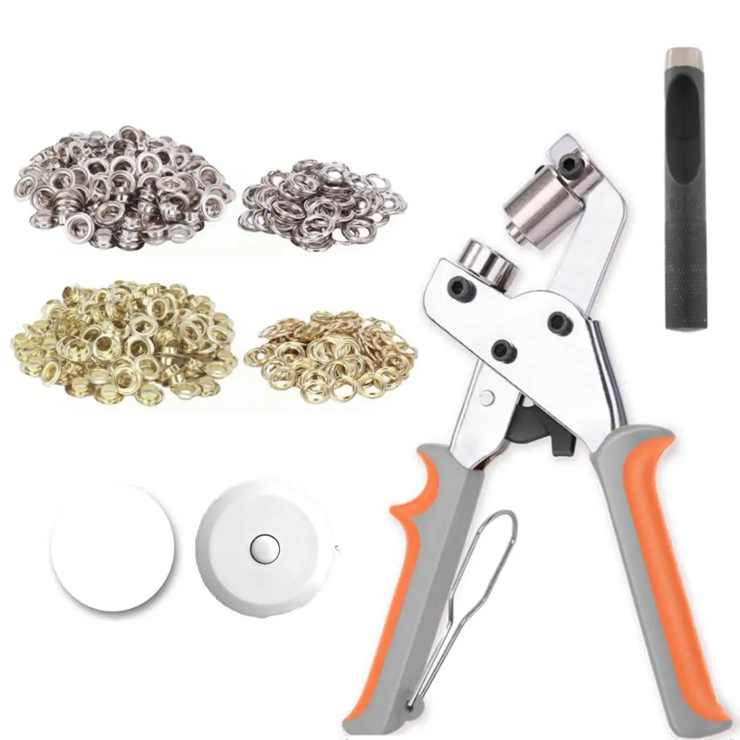 Grommet Tool kit, 3/8 Inch Heavy Duty Eyelets Pliers with 200 Sets 10mm Metal Grommet Set (Gold, Silver) for Tarps, Fabric, Leather, Tents, Vinyl, Canvas - Home Improvement.