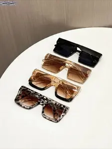 Women's 4-Pack Oversized Square Sunglasses, Y2K Retro Trendy French Girl Fashion Eyewear, Comfortable UV400 Large Frame Glasses That Blocks 99%-100% UVA and UVB Rays for Travel, Daily Wear