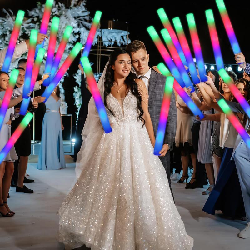 Bulk 12/36/52/102-Pack Colorful LED Light Up Glow Sticks for Raves & Concerts - 3 Flashing Modes, Glow in Dark Party Supplies for Home Parties, Fan Meetings, Weddings, Birthdays & Halloween Gifts Plastic Pearl