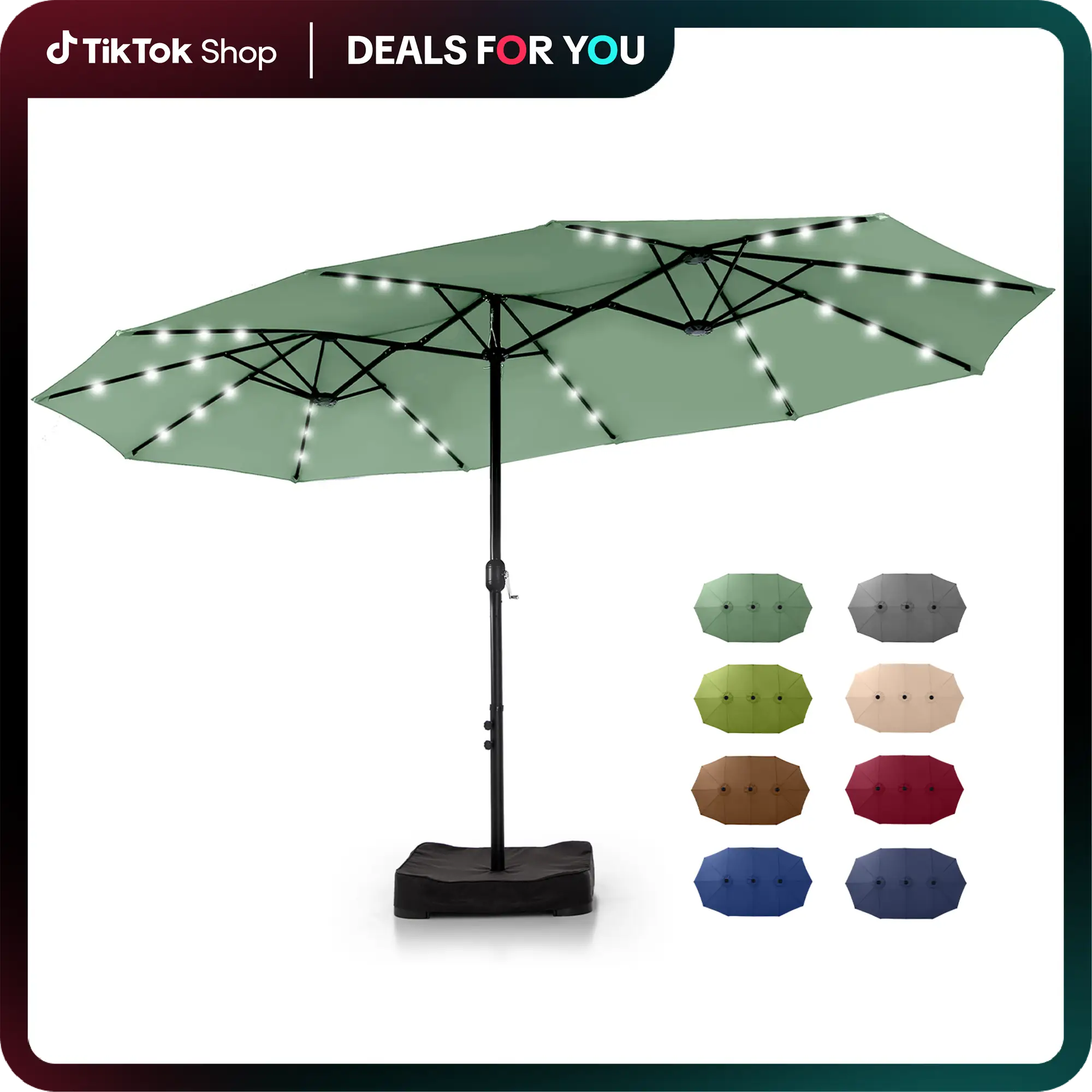 PHI VILLA 15ft Large Outdoor Double-Sided Rectangle Umbrella with Crank Handle, Waterproof, Alloy Steel, Assembly Required Furniture Patio, Deals for