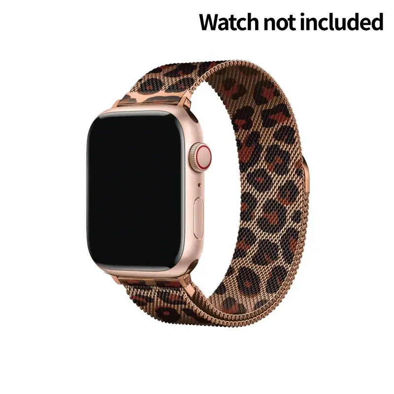 Milanese Mesh Metal Magnetic Leopard Watch Band for Apple Watch suitable for iwatch 11/10/9/8/SE, enhances the sense of fashion on the wrist,summerwins Wearable Accessory Device