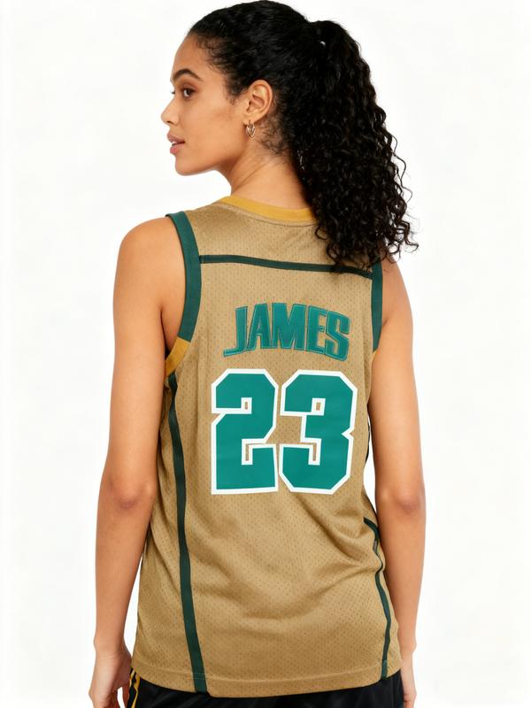 2026 Men Women High School Basketball Jersey IRISH 23 JAMES Stitched Embroidery Numbers Outdoor Sports Shirt Mesh Breathable Fashion For Indoor Basketball Court Running Fitness Yellow Green White Memorial