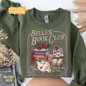 Retro Belle’s Book Club Sweatshirt, Tale As Old As Time Pullover, Beauty and the Beast Sweater, Cozy Book Lover Gift for Her
