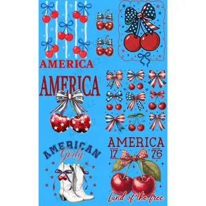 AMERICA (CHERRIES) (1) PREMADE GANGSHEET  - 22X36  DTF TRANSFERS - DIRECT TO FILM