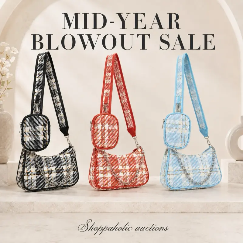 Plaid Crossbody Tweed Bag