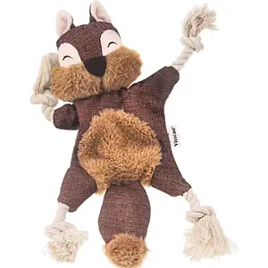 Vitscan Stuffless Dog Toys for Puppy, Crinkle Squeaky Dog Chew Toys Squirrel Plush Dog Toy with Rope Knots for Small Dogs (Squirrel) (Brown Squirrel)