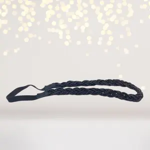 Gypsy Style Beaded Black Braid Headband