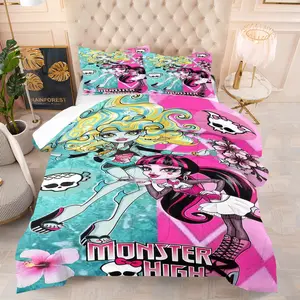 Monster High School Theme Comforter Set (Includes 1 Quilt And 1-2 Pillowcases), Comfortable And Breathable Bedding, Suitable For Decorating Bedrooms For Boys, Girls, Teenagers, And Adults