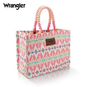 Wrangler [Live] Dual Sided Print Braided Handles Weekender Women Tote Bag with Large Capacity, for Vacation, Holidays, Work