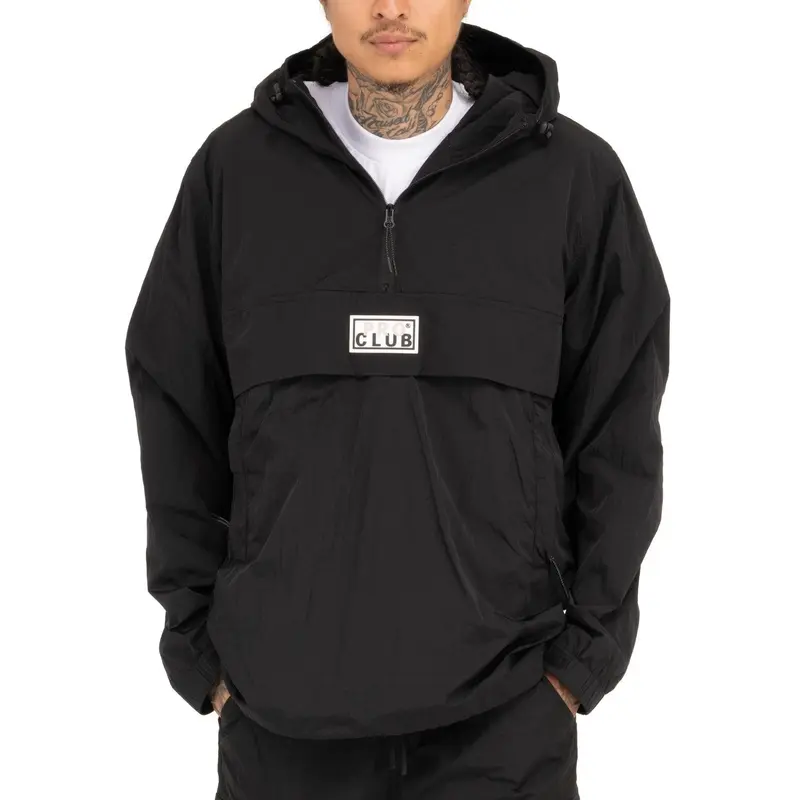 Pro Club Men's Metallic Nylon Quarter-Zip Anorak Jacket - Utility Top with Pocket, Straps, Menswear Coats