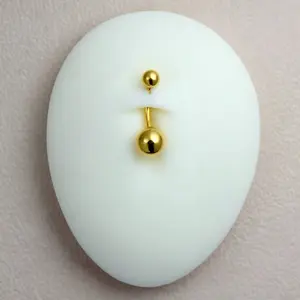 Gold Titanium Belly Ring, 14G Curved Barbell Belly Button Ring, Externally Threaded Navel Piercing, Minimalist Belly Jewelry.