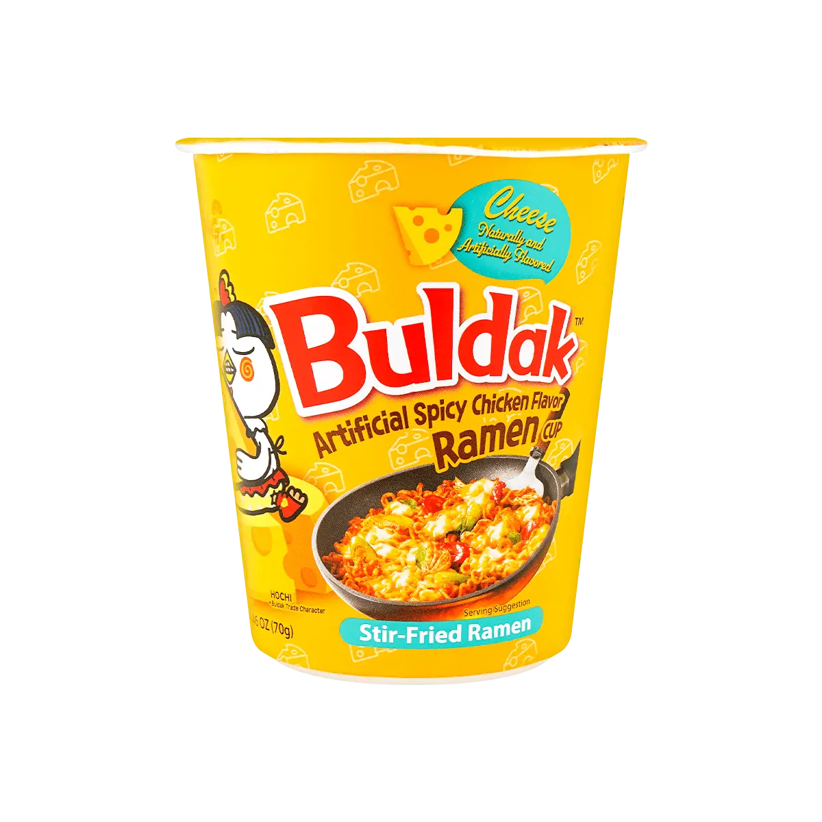 SAMYANG Buldak Noodles Stir-Fried Ramen Hot Spicy Chicken Cheese Flavor Cup Noodles, 2.46oz