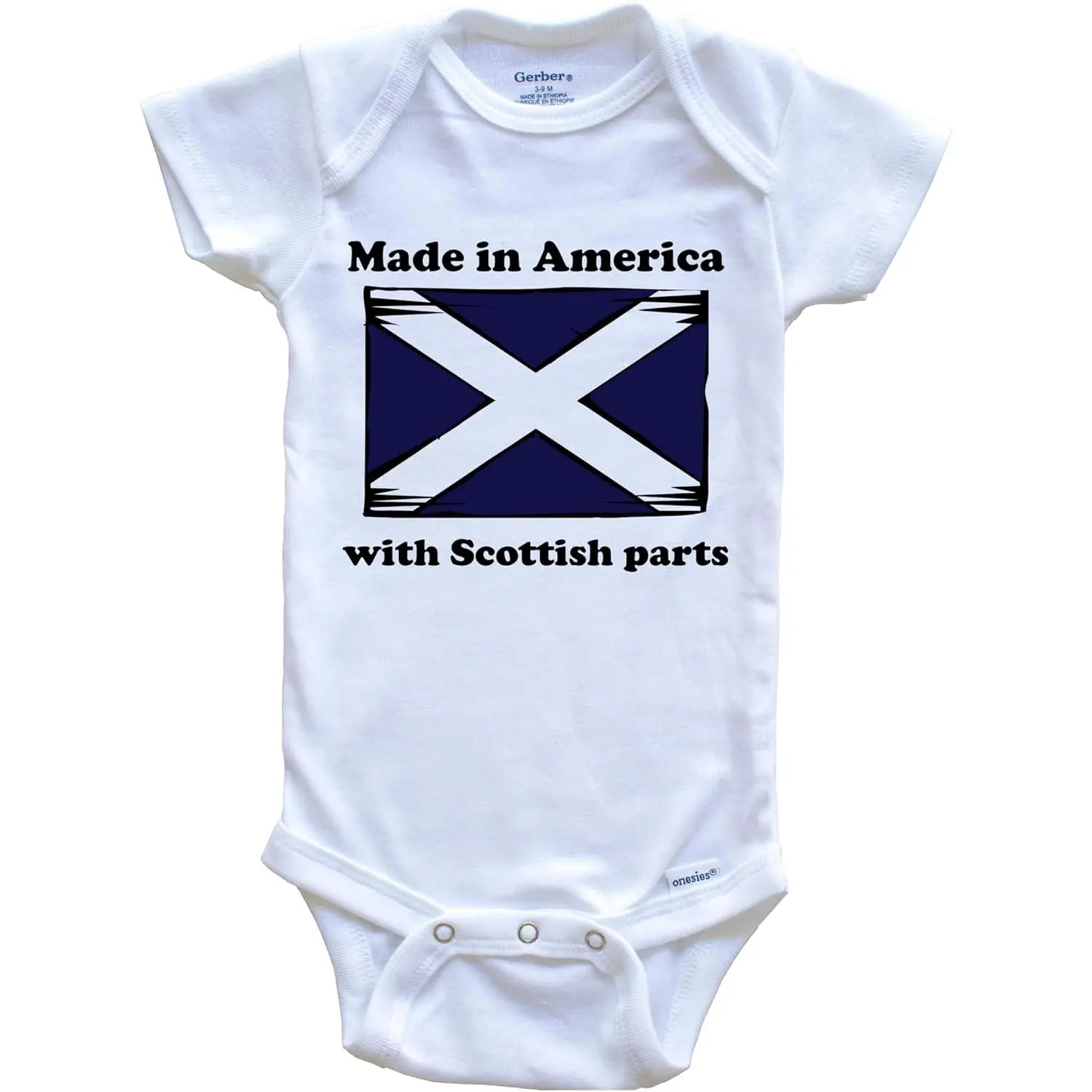 Made in America with Scottish Parts Funny Scotland Flag One Piece Baby Bodysuit
