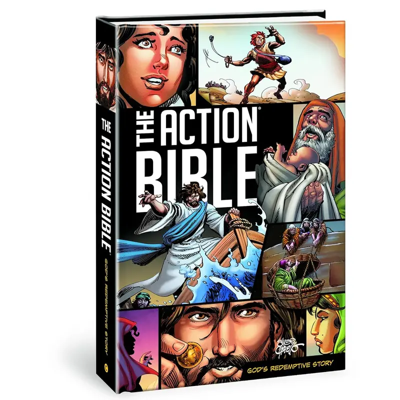 The Action Bible - English Hardcover Regular Edition, 832-Page Beautifully Illustrated Religious Book by Sergio Cariello, David C Cook Publication, Comprehensive Content with Dynamic Illustrations for Discovering God’s Redemption Story