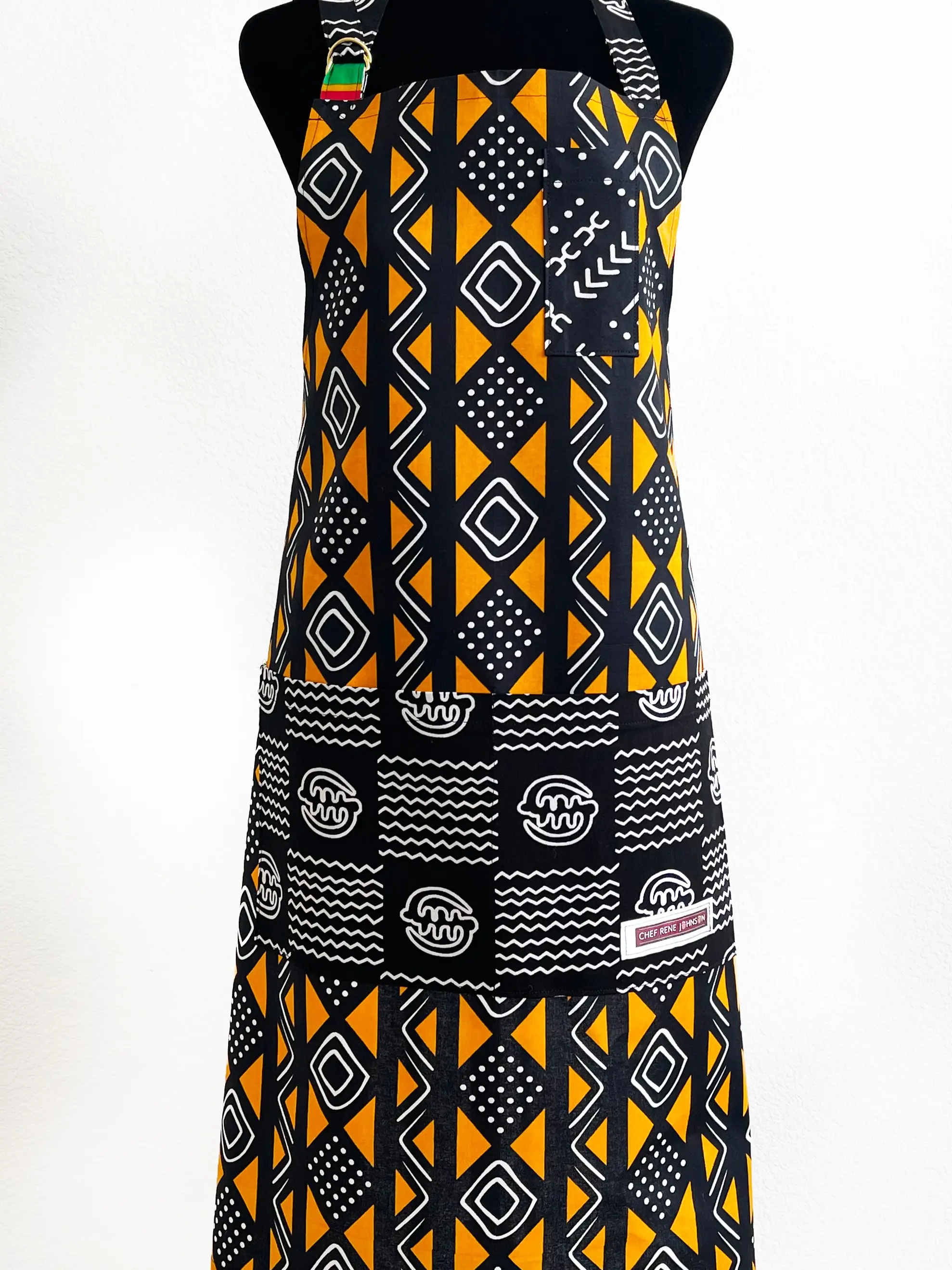 Orange  & Black Print Apron Lightweight