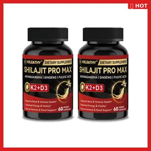 HIILEATHY | Shilajit Pro Max【Bundle & Save】 — Himalayan Shilajit with Fulvic Acid & 84+ Trace Minerals, Panax Ginseng Root, Ashwagandha Root Extract, Vitamin K2 (& D3 — 60 Capsules — USA Made