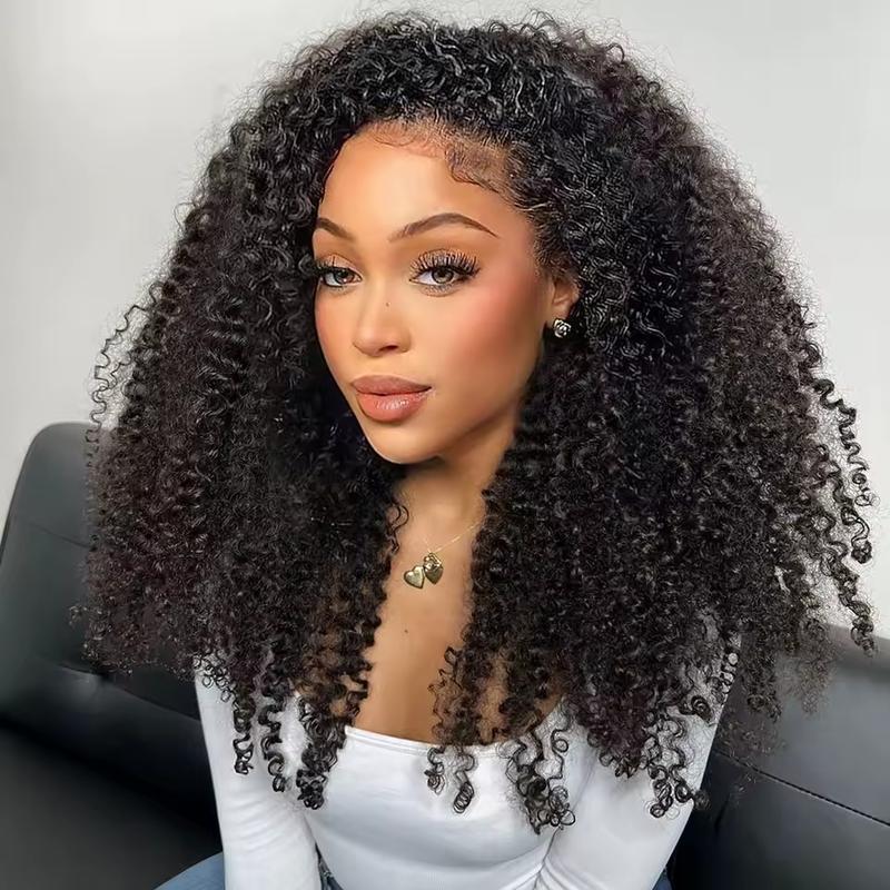Half Wig Human Hair Burmese Curly Glueless Wig Human Hair Ready to Wear Kinky Curly 3 IN 1 Half Wig With Drawstring 180% Curly Half Wig