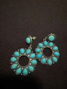 Vintage Turquoise Circle Drop Earrings -078