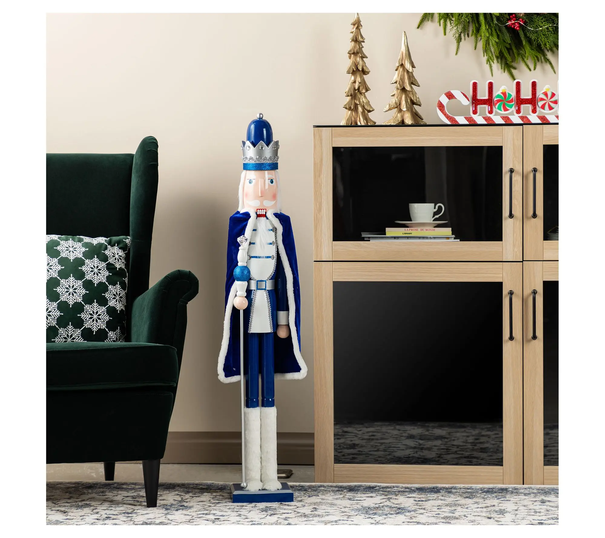 Glitzhome 42"H Wooden Christmas Blue Dressed King Nutcracker Glitzhome 42"H Wooden Christmas Blue Dressed King Nutcracker