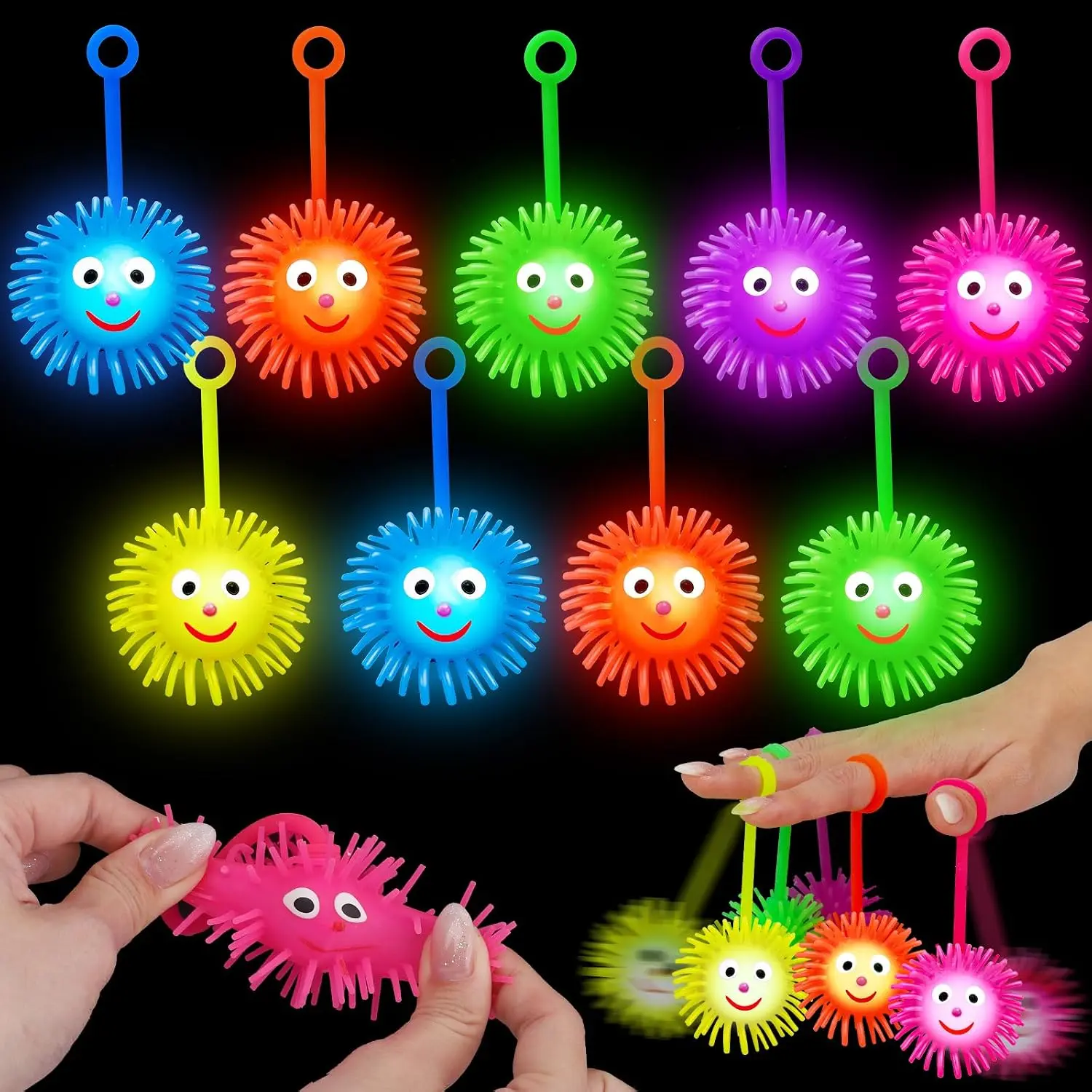 18 PCS LED Puffer Balls Light Up Party Favors for Kids 4-8 8-12 Goodie Bags Stuffers Glow Party Supplies Classroom Treasure Box Prizes Bulk Fidget Toys Bouncy Balls Pinata Filler End of Year Gifts