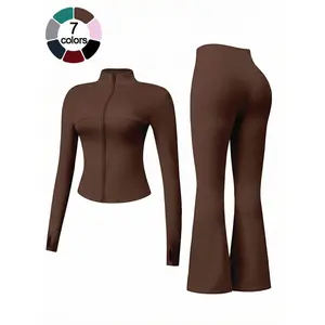 Women's 2-Piece Loungewear Set, Long Sleeve Zip-Up Jacket & Wide Leg Pants, Slim Fit, Soft Comfortable for Daily Wear Home Sports Airport Travel, Casual Fashion Pajama Set Mesh Sheer Garter Lingerie ankle-length perfect gift idea Romantic Heart girl