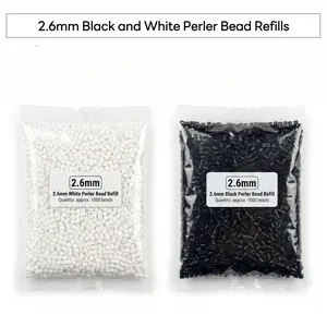2.6mm Black and White Perler Bead Refills for DIY Beading