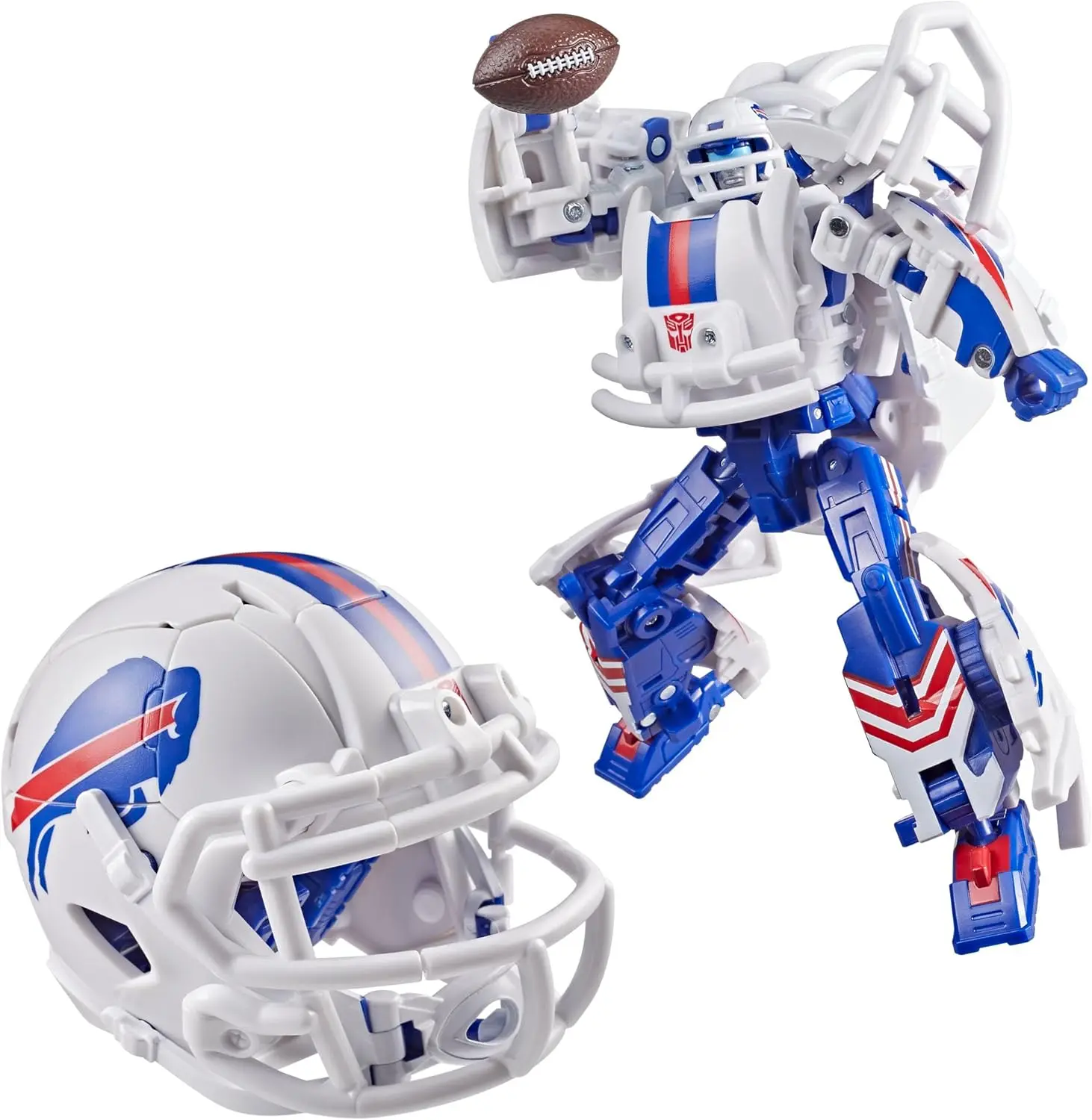 Transformers NFL Buffalo Bills Blizz-Herd 5.5-In Robot Action Figure, Converts to Football Helmet, Collectible Toy for Ages 8+