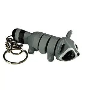 Raccoon - 3D Printed Pet Keychain - Flexible Articulating Fidget Stress Relief Toy