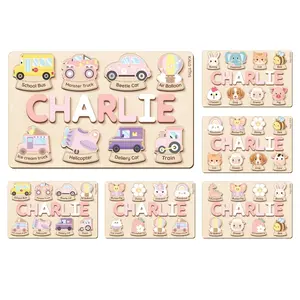 Personalized Name Pink Puzzle for Toddlers 1-3 - Custom Wooden Baby Gift with Animals & Storytelling - 1st Birthday Gift for Girl & Boys - Ideal for Personalized Baby Gifts