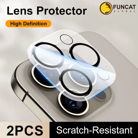 FUNCAT GLOBAL 2-Pack Cellphone Protection Kit - Tempered Glass Screen Protector, Waterproof Camera Lens Covers, Scratch-Resistant Handheld Devices Accessories, Fits iPhone 12/13/14/15 Series