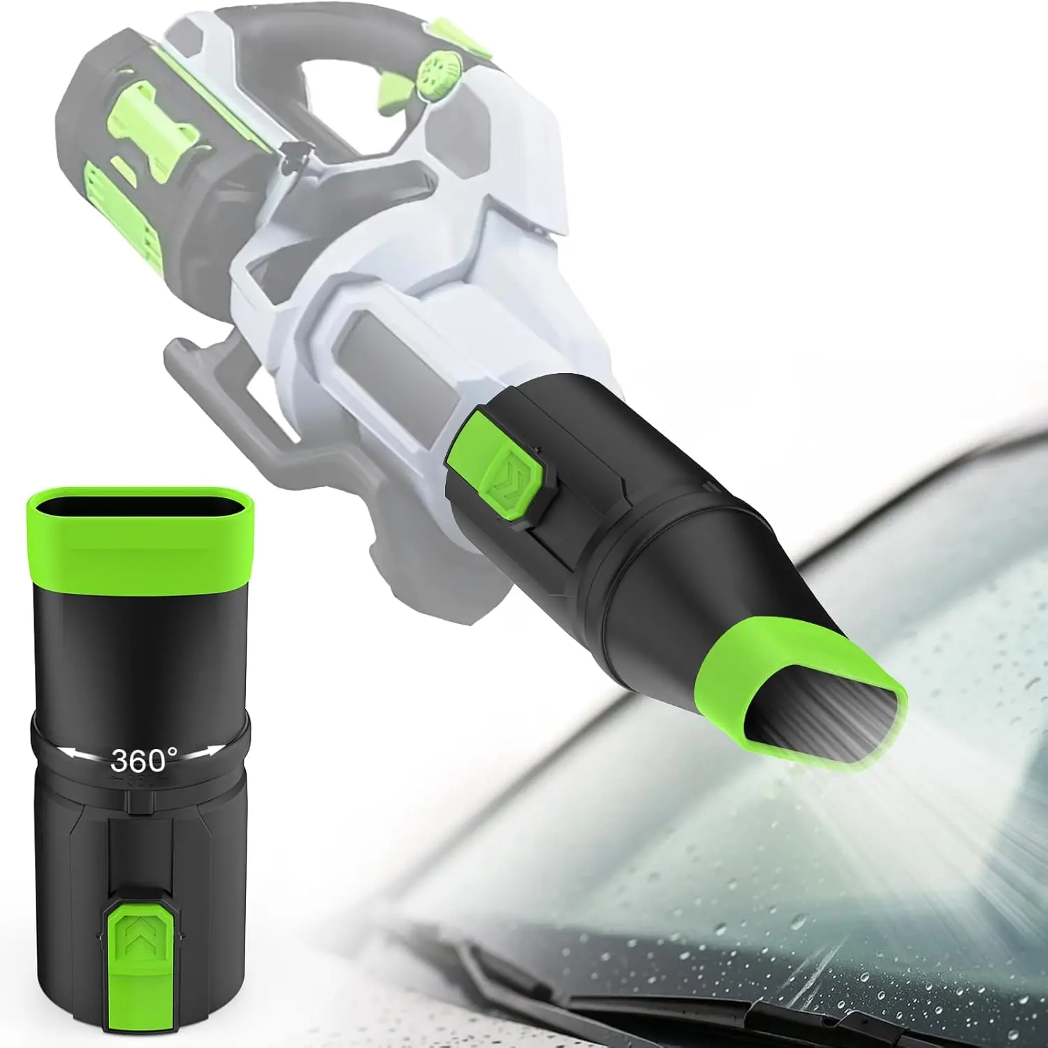 Car Drying Nozzle Compatible with EGO Leaf Blower 530 575 580 615 650 670 765 880, Short Nozzle Attachment for Easy Snow & Leaves Removing, 360 °   Rotation & Scratch Protection, 9.5 in.