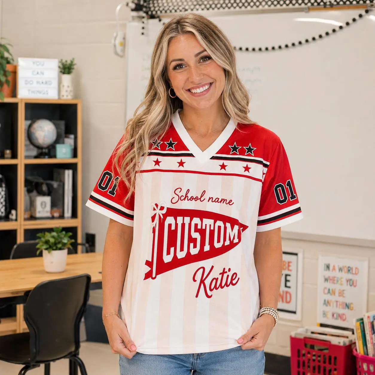 Personalized Team Football Jersey Custom School Mascot Name Number Shirt