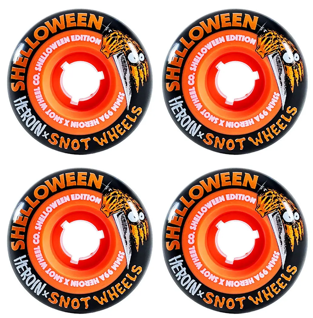 Snot Wheel Co. Skateboard Wheels 55mm Shelloween Boogerthane 99A Black/Orange
