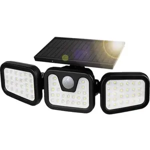 Solar Powered Wall Light 3 Heads Rotating Motion Sensor Lamp for Outdoor Courtyard Garden Road Roof Waterproof Lighting