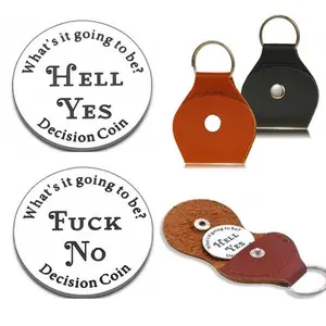 2 PCS Yes or No Decision Coin Keychain  -Flipping Token Question Answer Token Double-Side Decision Maker Funny Gifts for  Couple Gifts Birthday Gifts